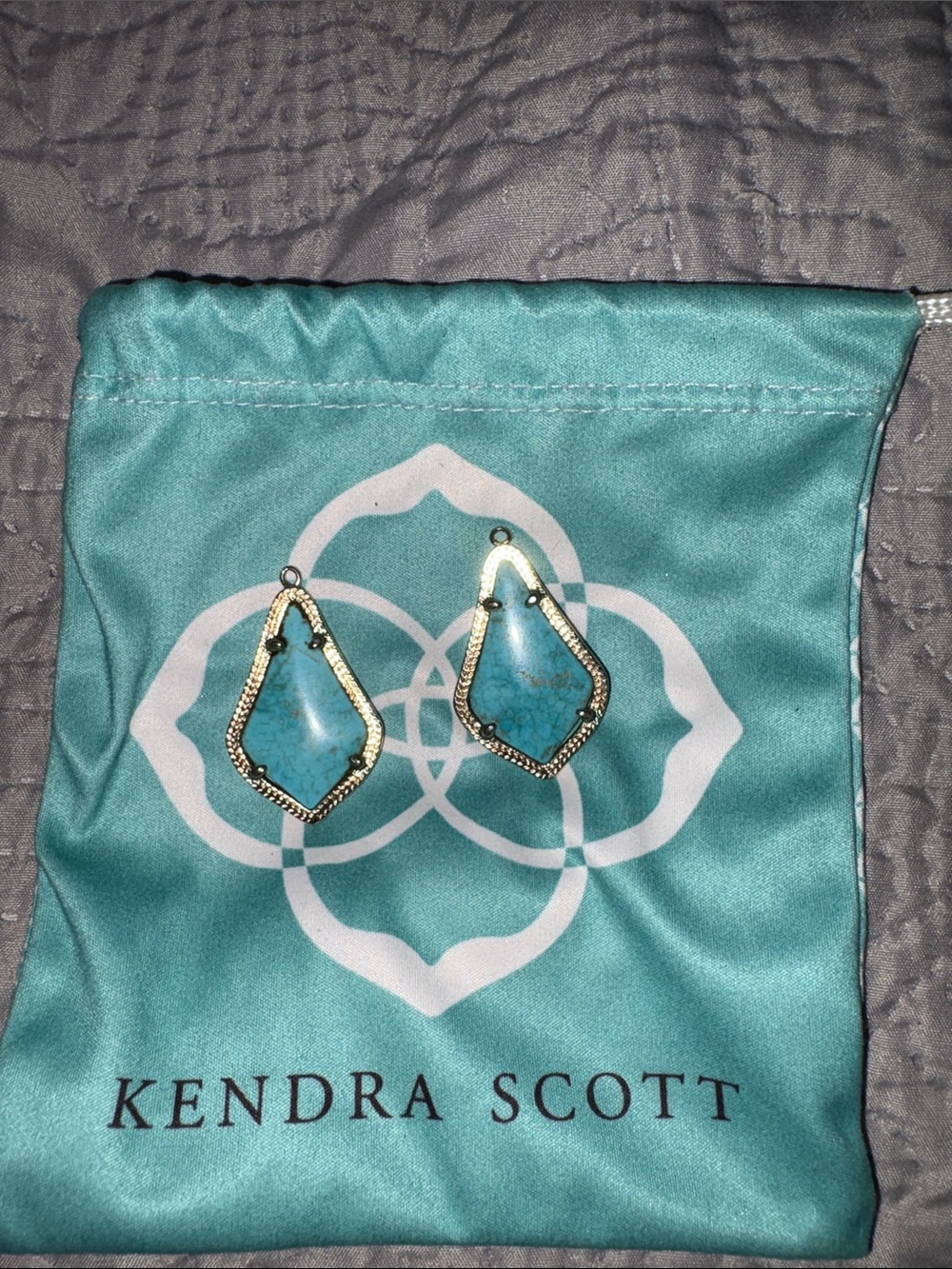 Kendra Scott Turquoise Teardrop Gold-Trim Earrings